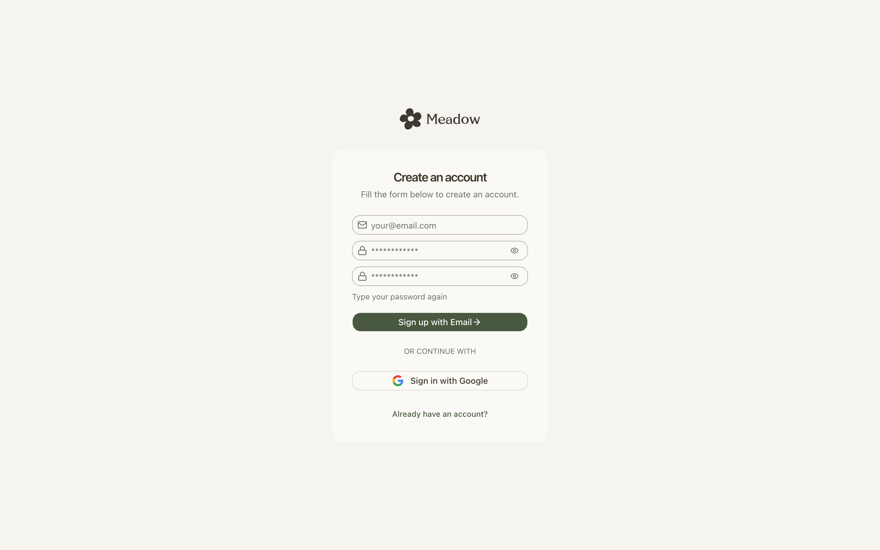 Creating a Meadow account